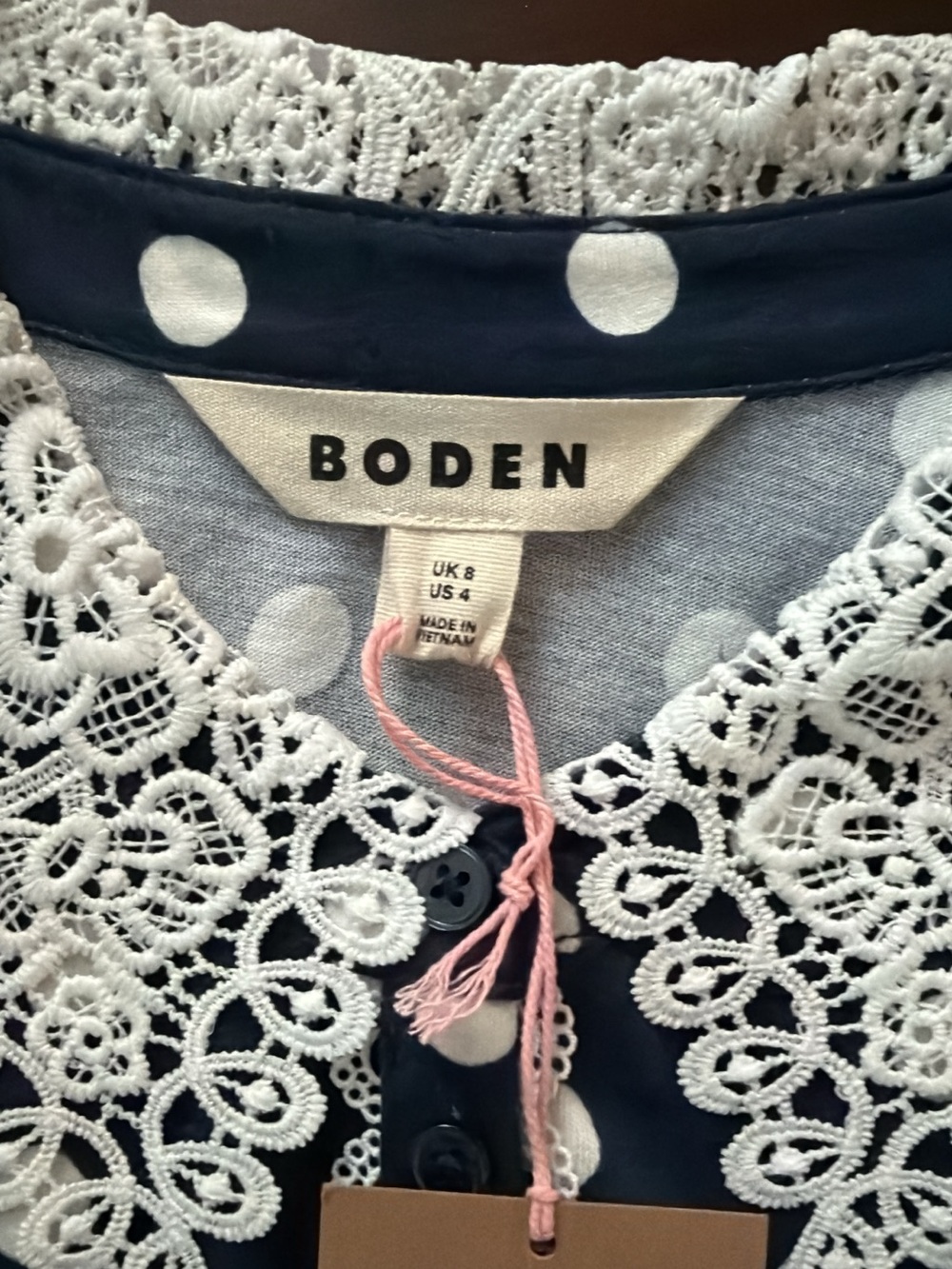 NWT BODEN NESSA BRODERIE COLLAR POLKA DOT BLOUSE US 4 - Picture 14 of 14